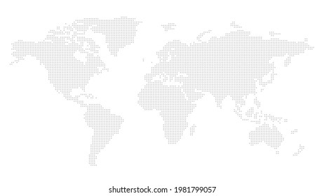 Dotted World Map. White Background. Vector illustration