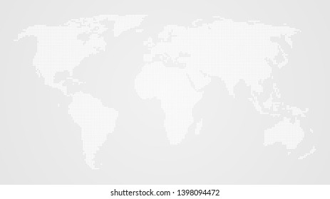 Dotted world map. White dots on a gray background. Vector illustration.