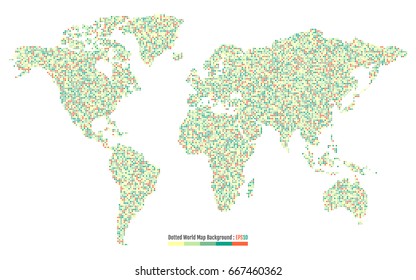 Dotted world map.Abstract World map with Colored Dots for Graphic Design.Vector illustration.
