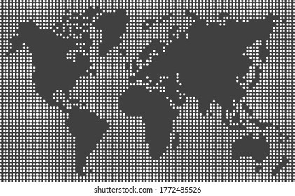 dotted world map,white dots ocean and blank space land on black background,vector and illustration