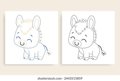Punkt-zu-Punkt-Aktivitätsseite mit Esel-Vektor-Illustration