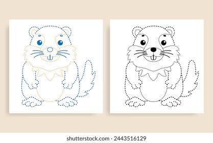 dot-to dot activity page with marmot vector illustration