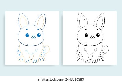 dot-to dot activity page with rabbit vector illustration