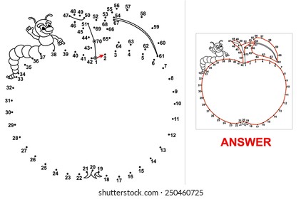 Dot-to-dot - Apple. Connect all dots starting at 1 up to 70 and you will see what is hidden on the picture.