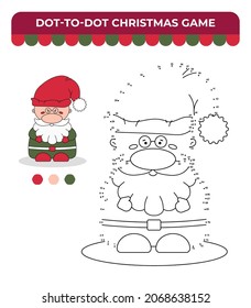 Dot-to-dot game for children, Christmas children game, Santa Claus