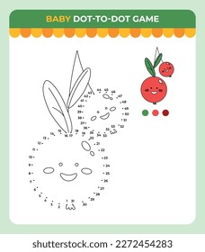 Juego de punto a punto para niños, cereza de fruta, juego infantil de verano