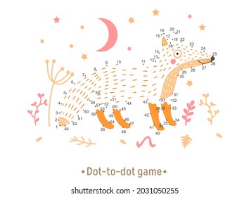 Dot-to-dot game. Draw a fox.