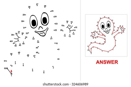 Dot-to-dot - ghost. Connect all dots starting at 1 up to 52 and you will see what is hidden on the picture.