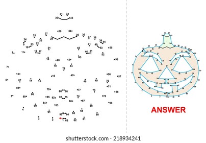 Dot-to-dot - Halloween pumpkin. Connect all dots starting at 1 up to 92 and you will see what is hidden on the picture.