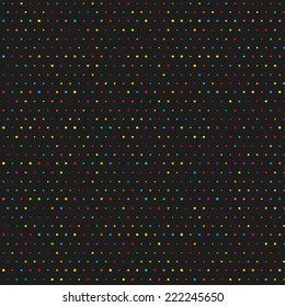  Dotty motley seamless pattern on a black background. Vector eps 10.