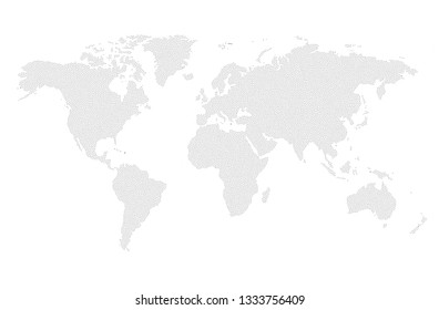 Dotty World Map Vector. Stipple Illustration.