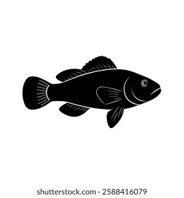 Dottyback Silhouette Vector Art and Black Dottyback Fish Illustration Design