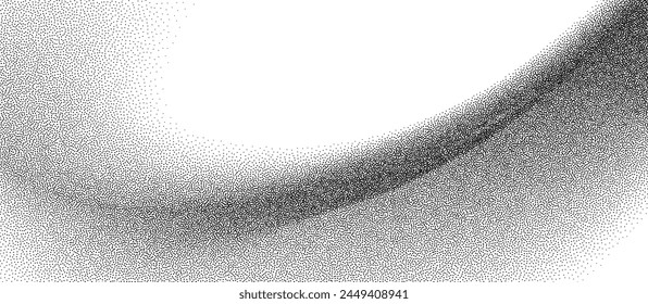 Dotwork abstract background, black grain texture, Abstract stipple sand effect, gradient backdrop from dots. Vector illustration.