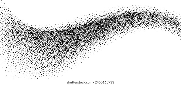 Dotwork abstract background, black grain texture, Abstract stipple sand effect, gradient backdrop from dots. Vector illustration.