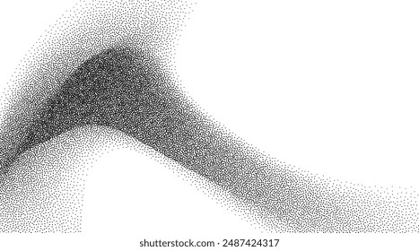 Dotwork abstract background, black grain texture, Abstract stipple sand effect, gradient backdrop from dots. Vector illustration.