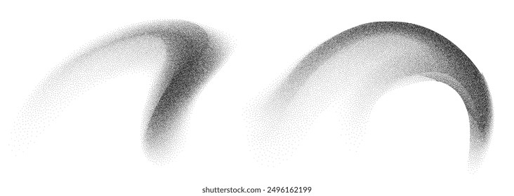 Dotwork abstract shapes, black grain texture, Abstract stipple sand effect, gradient from dots. Vector illustration.