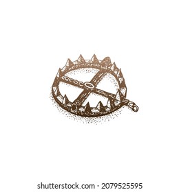Dotwork Bear Trap Gradient. Vector Illustration of Hand Drawn Design.