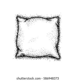 Dotwork Bed Pillow. Vector Illustration of Hand Drawn Sketch. Black Ink Doodle.