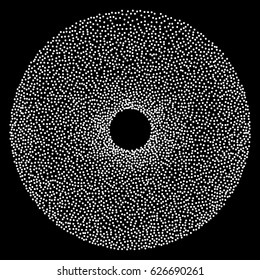 Dotwork Donut Banner. Halftone Style Engraving Gradient Illustration. Abstract Vector Background.