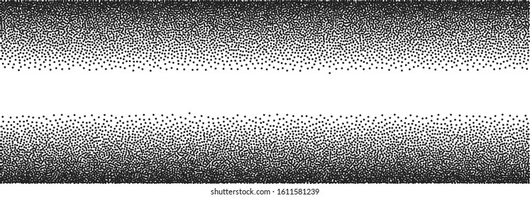 Dotwork Gradient Background. Random Halftone Effect. Abstract Monochrome Pattern. Pointillism Style. Grainy Dotwork Texture. Vector Illustration.