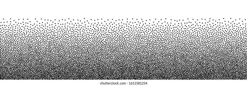 Dotwork Gradient Background. Random Halftone Effect. Abstract Monochrome Pattern. Pointillism Style. Grainy Dotwork Texture. Vector Illustration.