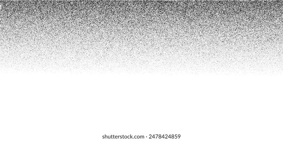 Dotwork gradient pattern background. Black noise stipple dots. Sand grain effect. Abstract noise dotwork pattern. Stochastic dotted grunge banner. Noise monochrome gradient vector texture.