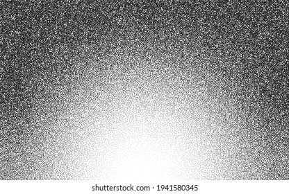 Dotwork gradient pattern vector background. Black noise stipple dots. Sand grain effect. Black dots grunge banner. Abstract noise dotwork pattern. Stipple circles. Stochastic dotted vector background