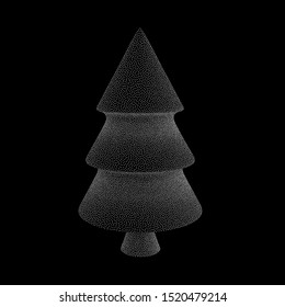 Dotwork Halftone Christmas Tree. Engraving Vector Illustration.