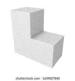 Dotwork Halftone Corner Box. Engraving Vector Illustration. 