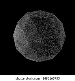 Dotwork Halftone low poly style geometrical object on white background. Engraving Vector Illustration.