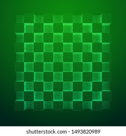 Dotwork Halftone low poly style geometrical boxes. Engraving Vector Illustration.