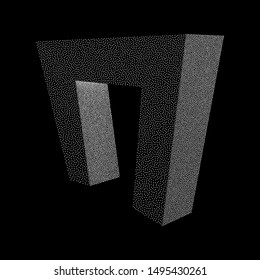 Dotwork Halftone low poly style geometrical object on white background. Engraving Vector Illustration.