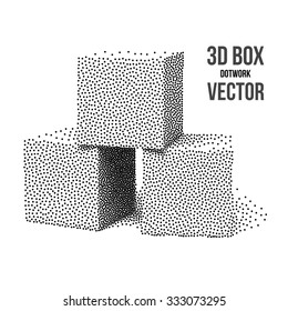Dotwork Halftone Vector Boxes. Engraving Vector Illustration