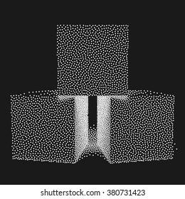 Dotwork Halftone Vector Boxes. Engraving Vector Illustration. Transportation Cargo Dotwork Concept.