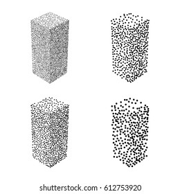 Dotwork Halftone Vector Parallelepiped Box. Tattoo Style Vector Illustration on white