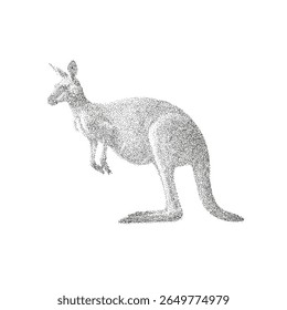 Dotwork Kangaroo Illustration, Stipple Vector Wallaby, Hand-Drawn Wildlife Art