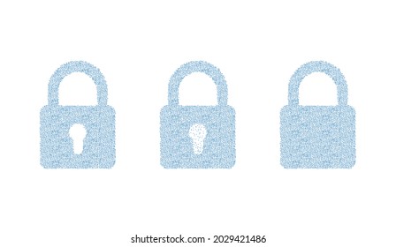 Dotwork lock pattern vector background. Black noise stipple lock dots. Sand grain effect. Black dots grunge banner. Abstract noise dotwork pattern.lock icon. Gradient circles.