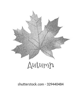 Dotwork Maple Leaf. Autumn vector background