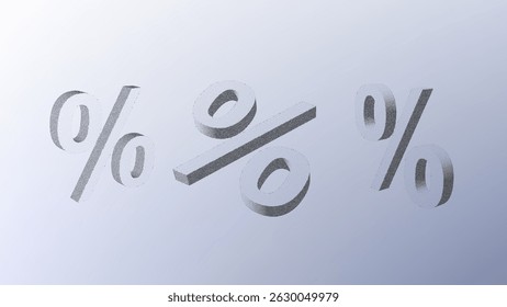 Dotwork pattern percent symbol. Black noise stipple dots percent sign. Sand grain effect. Black dots grunge banner, poster. 3d symbol from different angles. Grainy gradient noise dotwork pattern.