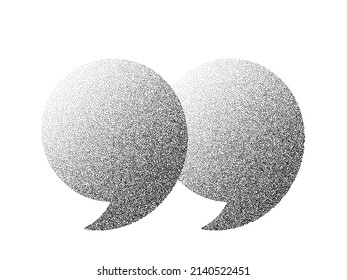 Dotwork Pattern Speech Bubble. Black Noise Stipple Dots Quotation Comma. Sand Grain Effect. Black Dots Grunge Banner. Quote Mark Noise Dotwork Pattern. Stochastic Dotted Comment Sign. Vector