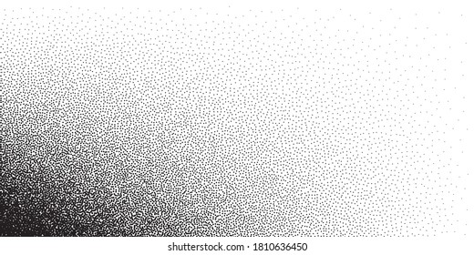 Dotwork pattern vector background  Black noise stipple dots  Sand grain effect  Black dots grunge banner  Abstract noise dotwork pattern  Gradient stipple circles  Stochastic dotted vector background 