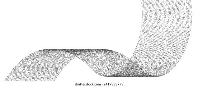 Dotwork pattern wave background. Black grunge noise stipple dots wave. Sand grain effect. Black dots grunge banner. Abstract shape noise dotted pattern. Stochastic grain vector