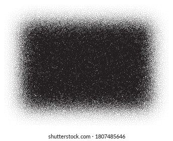 Dotwork rectangle pattern vector background. Sand grain effect. Black noise stipple dots. Abstract noise dotwork pattern. Dots grunge banner. Gradient stipple. Stochastic dotted vector background.