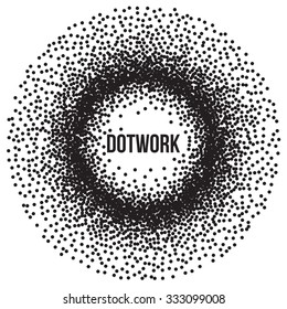 Dotwork Ring Banner. Halftone Style Monochrome Gradient Illustration. Abstract Vector Background.