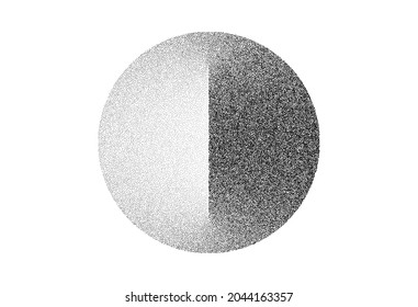 Dotwork Sphere abstract vector background  Sand grain effect  Black noise stipple dots circle  Abstract noise dotwork sphere  Black dots grunge round elements  Stipple dotted circle  Vector
