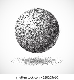 Dotwork Sphere. Vintage Engraved Ball. Vector Illustration.