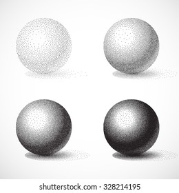 Dotwork Sphere. Vintage Engraved Ball. Vector Illustration.