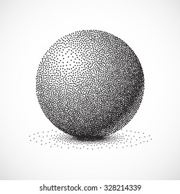 Dotwork Sphere. Vintage Engraved Ball. Vector Illustration.