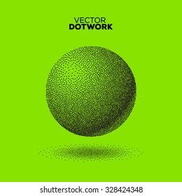 Dotwork Sphere. Vintage Engraved Ball. Vector Illustration.