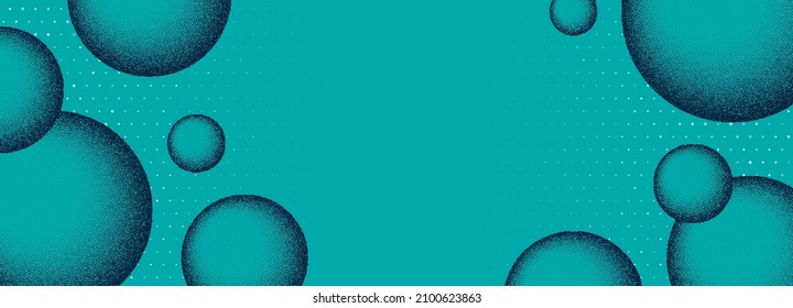 Dotwork spheres of grain balls background. Noise dots bubbles. Sand grain effect ball shape. Abstract noise dot object. Halftone dots geometric bubbles elements. Dotted spheres vector